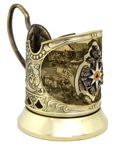 Подстаканник "МЧС" дерев.футляр, хруст.стакан( знак+лазерная гравировка) фото 4